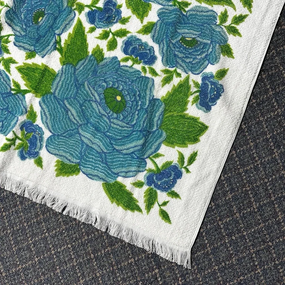 Vintage Fieldcrest‎ Retro blue towel set bath hand washcloth 1970s